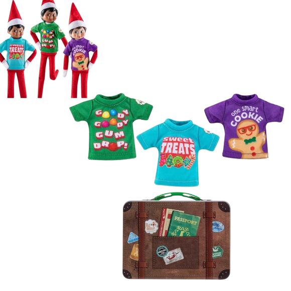 NEW Elf On The Shelf Graphic T-Shirt SET (3) T-Shirts + Tin Suitcase For Elves! - Picture 8 of 8